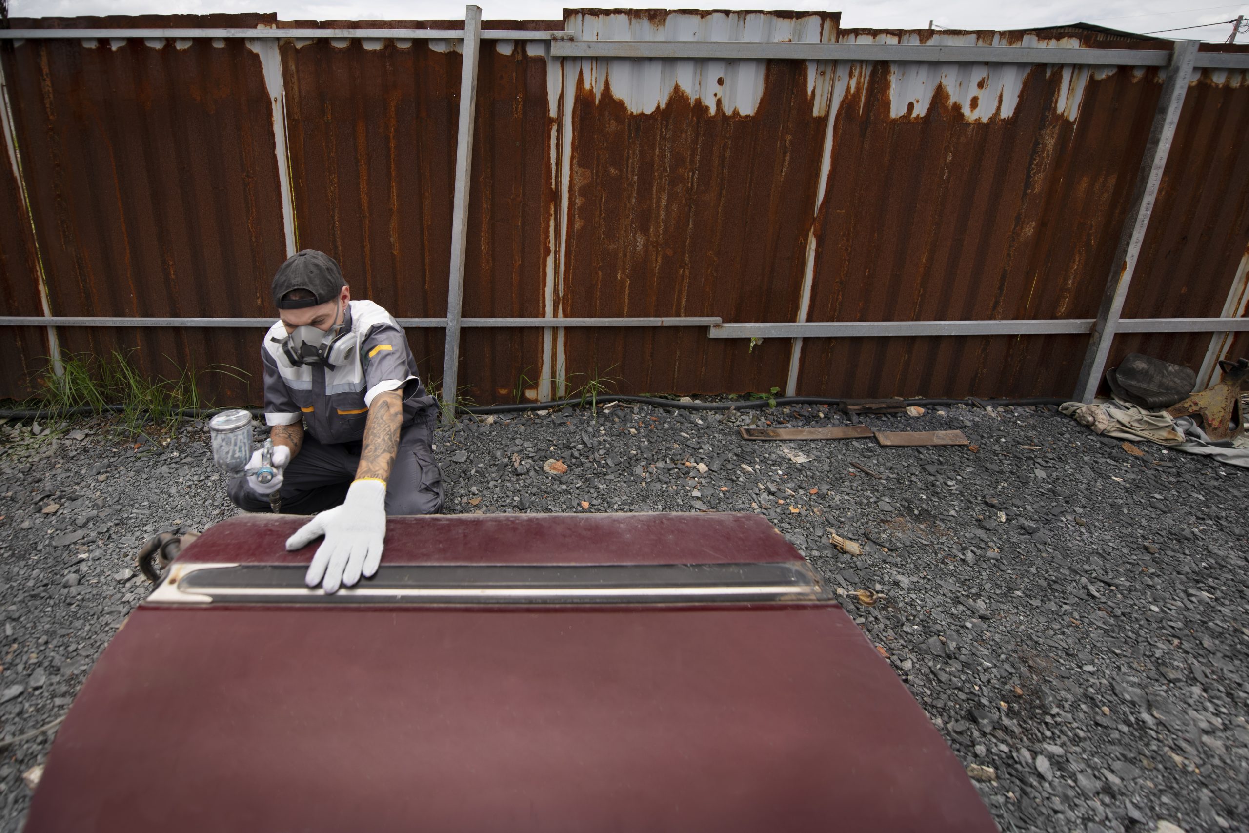 man working outdoors high angle